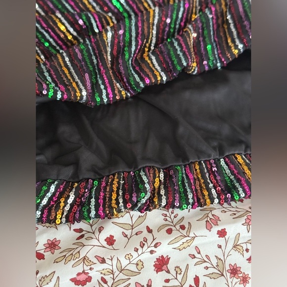 Ali & Jay Multicolor Sequin Striped Long Sleeve Crop Top  Party Holiday Blouse L - Picture 7 of 11